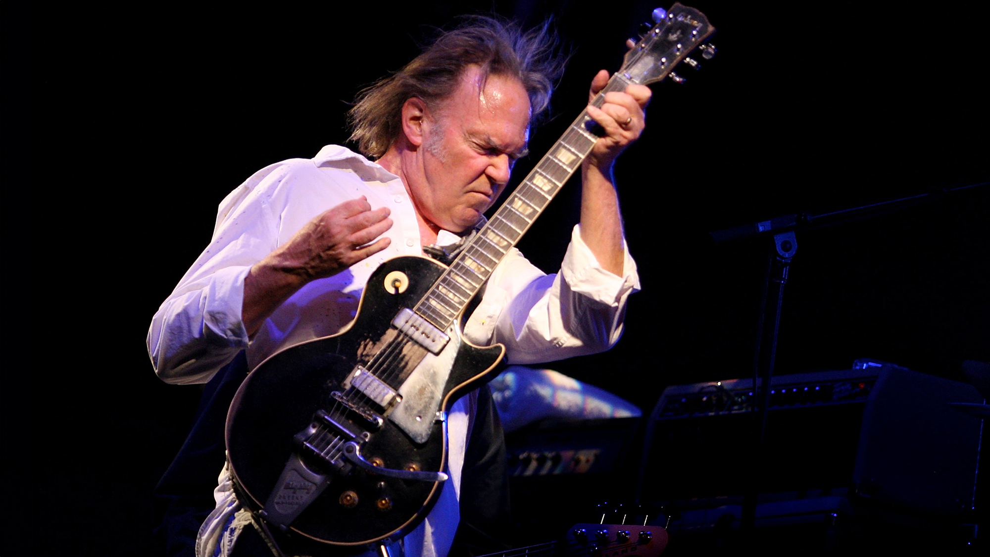 Neil Young performs on stage during the Big Day Out 2009 at the Adelaide Showground on January 30, 2009 in Adelaide, Australia.