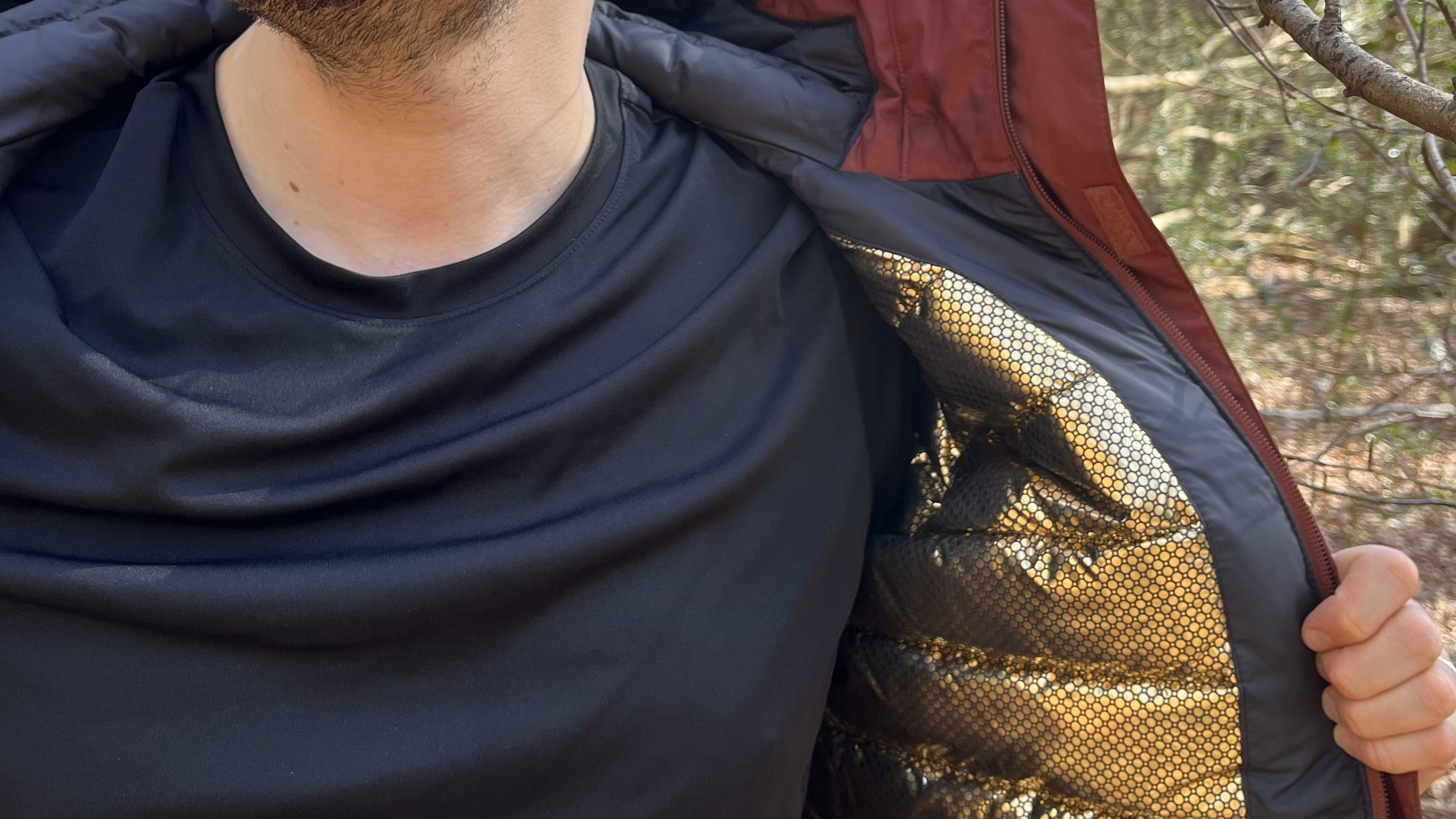 Columbia Oak Harbour II jacket, pictured showing the shiny lining