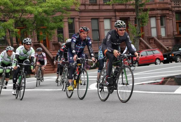 "My 6-day racer friends told me about the Harlem race," said Zabel. "It's got a very good reputation in Europe as an exciting and well run criterium." The riders take a pass on the first turn of this course.