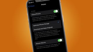 An iPhone showing the iCloud settings menu