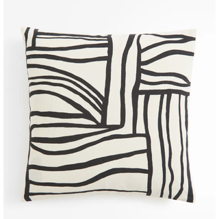 black and white patterned pillow