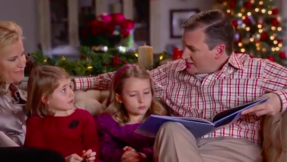 Ted Cruz reads to his daughters in a campaign ad