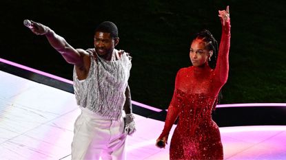 Usher and Alicia Keys at the Super Bowl Halftime Show