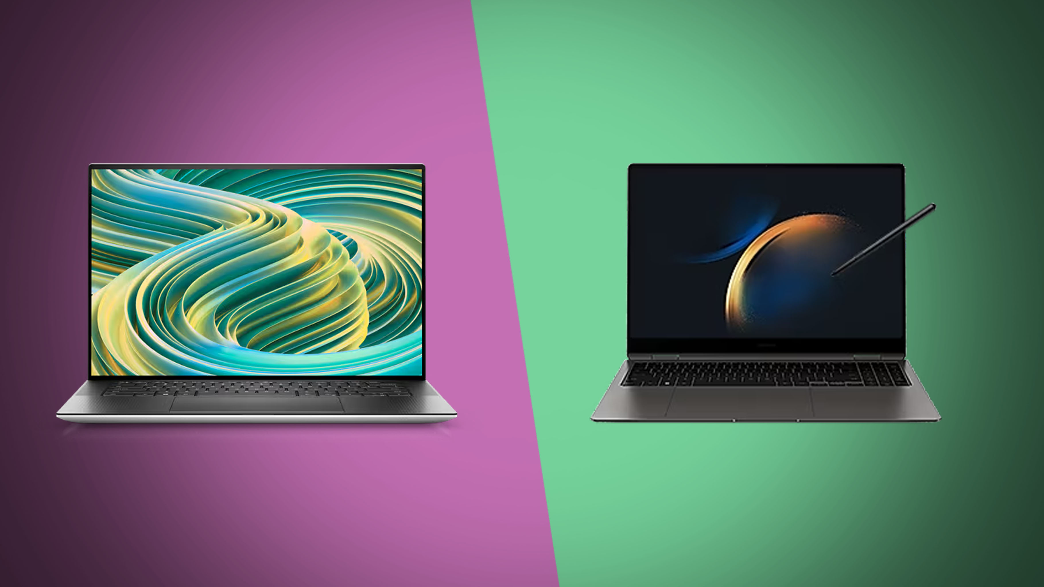 Dell XPS 15 vs Samsung Galaxy Book3 Pro laptops.