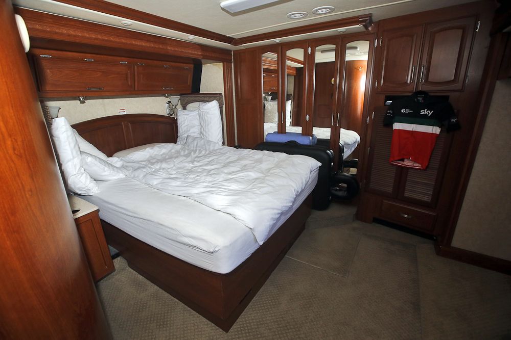 Porte's bedroom in the Team Sky RV at the Giro.