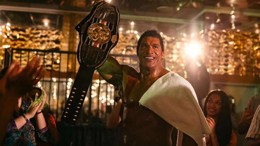 Dwayne Johnson as Mark Kerr in The Smashing Machine