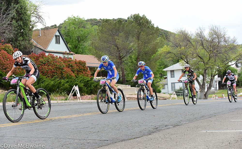 Larissa Connor (Roadbiker Alliance) riding in fourth place with four laps to go