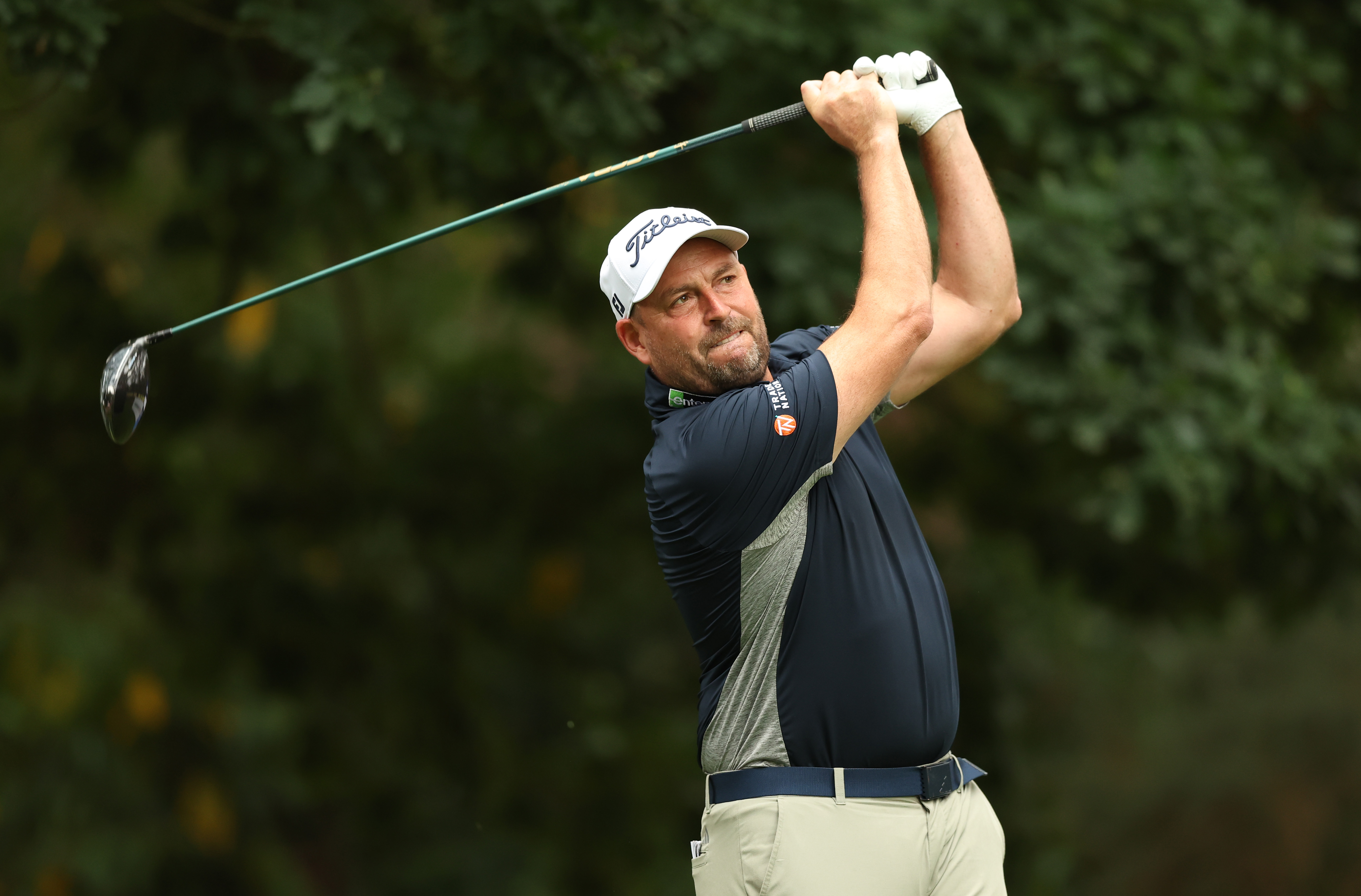 David Howell hits a drive during the 2025 ISPS HANDA Senior Open