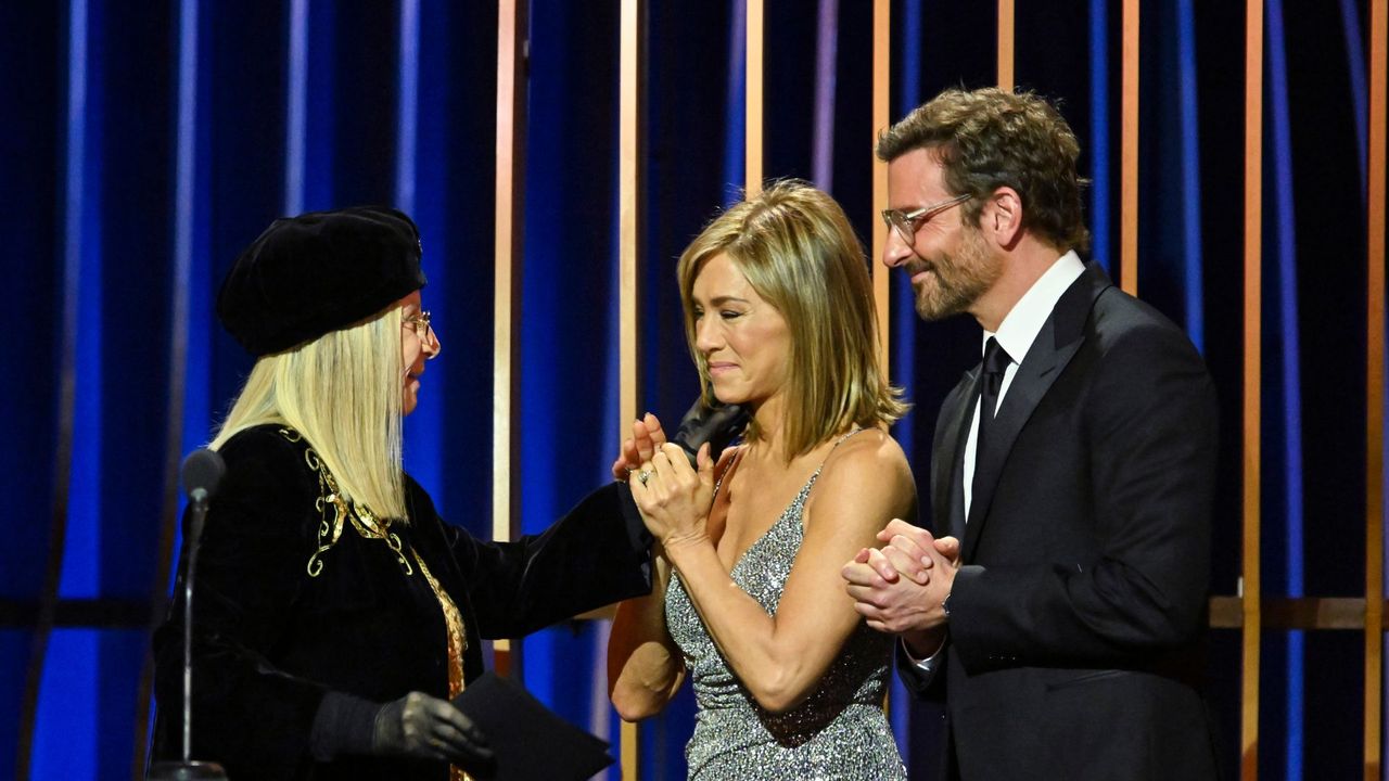 Barbra Streisand, Jennifer Aniston, and Bradley Cooper at the 2024 SAG Awards