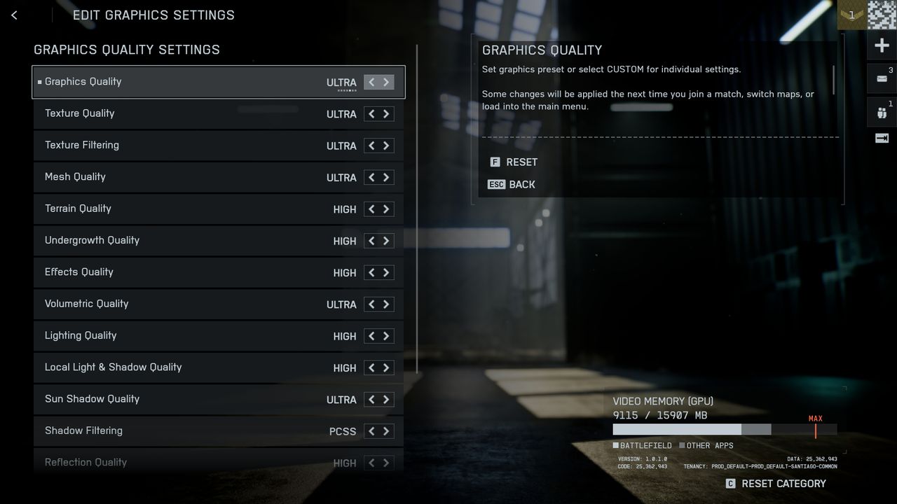 Graphics setting menus in Battlefield 6, showing various upscaling and graphics options