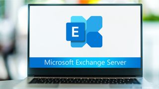 Laptop computer displaying logo of Microsoft Exchange