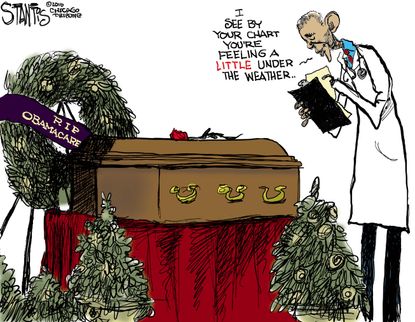 Obama cartoon U.S. Obamacare death funeral