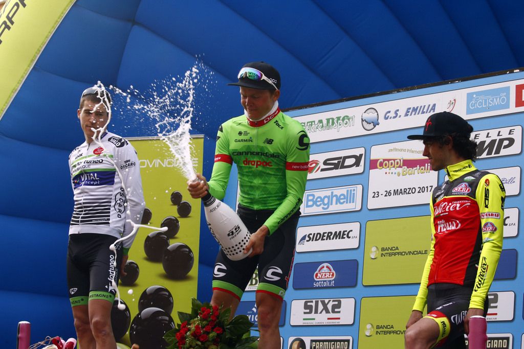 Toms Skujins (Cannondale-Drapac) enjoying his moment on the podium