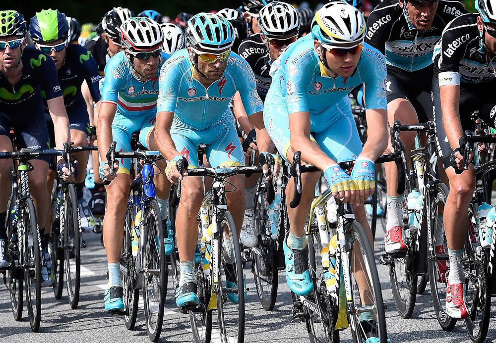 Vincenzo Nibali rides in the peloton during stage 4.