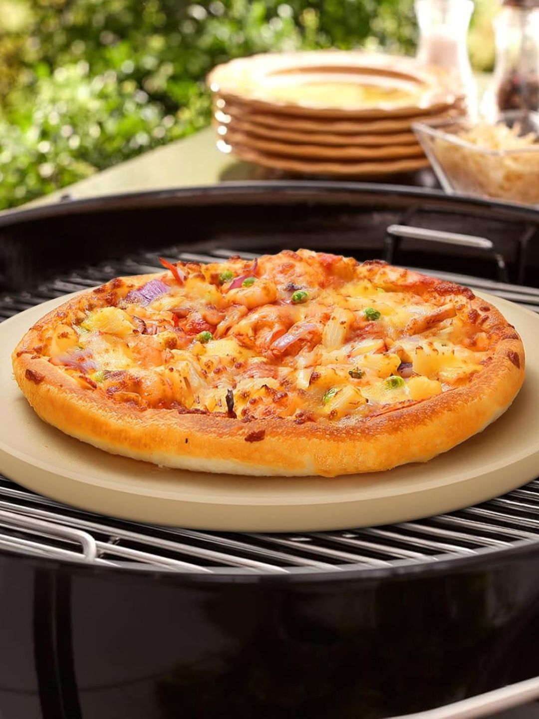 Unicook, Unicook Pizza Stone, Large Cordierite Baking Stone for Oven and Bbq, Heavy Duty Grill Pizza Slab With Scraper, Ideal for Baking, Round, Dia: 40.6cm