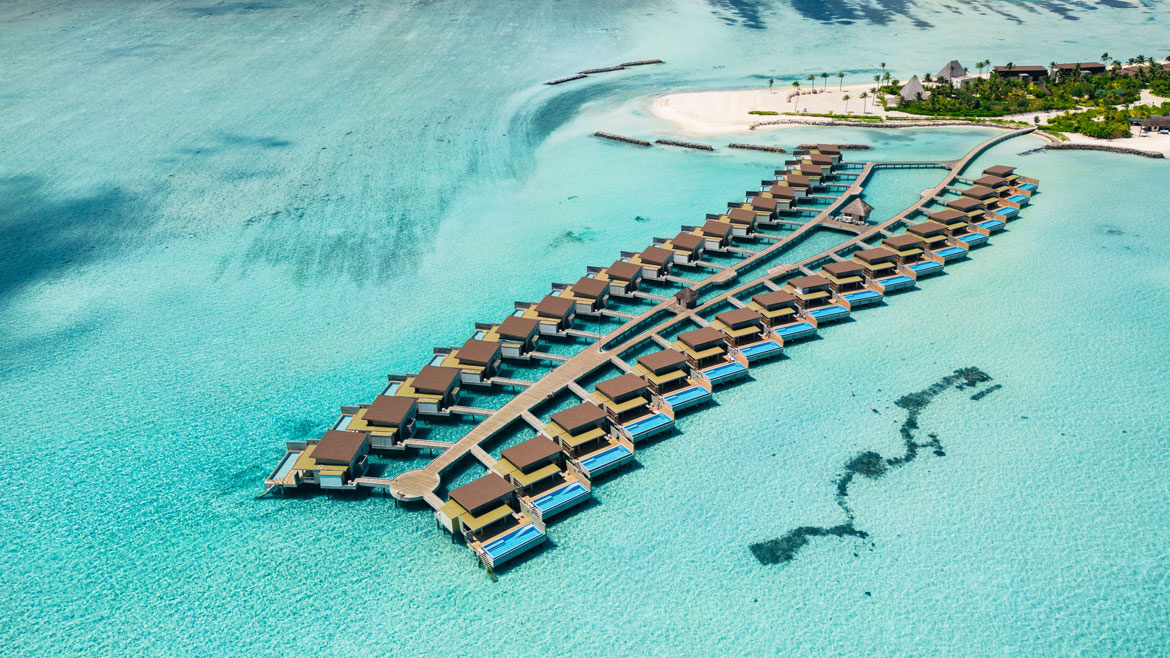 Aerial view of Kuda Villingili Resort Maldives