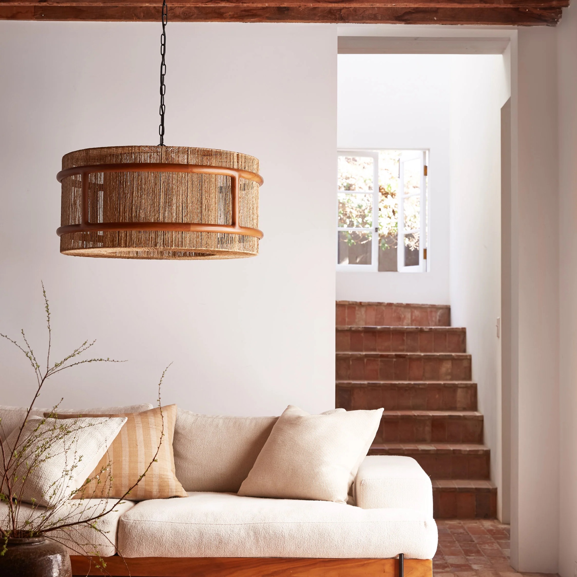 oversized jute light pendant by Lulu and Georgia