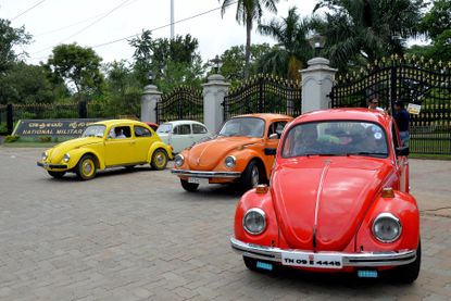 Vintage Beetles in a parking lot