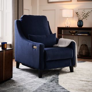 Sofa.com High Back Iggy Recliner Armchair in navy in a living room