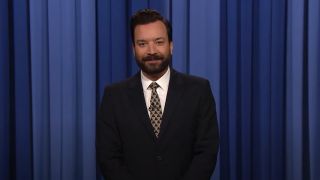 Jimmy Fallon doing his monologue on The Tonight Show 
