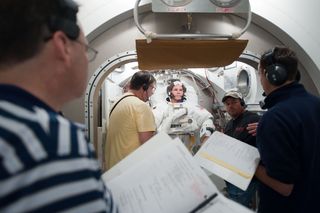 Astronaut Ford in Spacesuit Fit Check