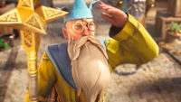 Wizard shades eyes while looking upward in RuneScape 4 trailer
