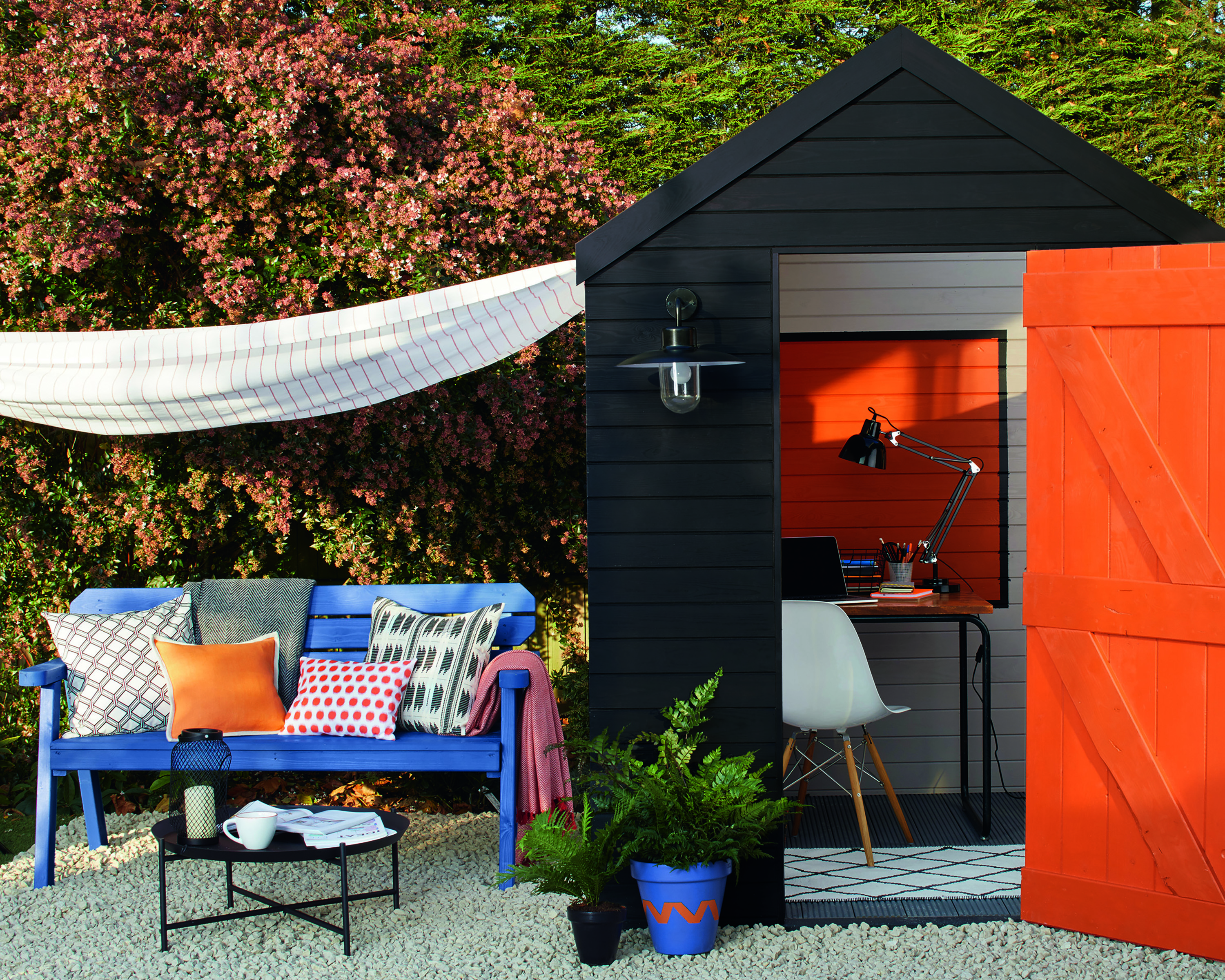 Winter garden ideas: painted shed