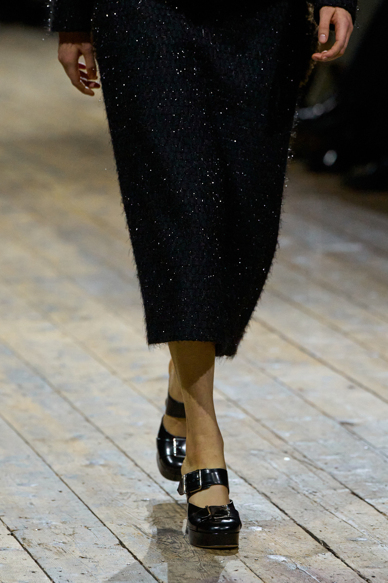 A model wore Mary Jane mules on the Simone Rocha Fall 2026 runway