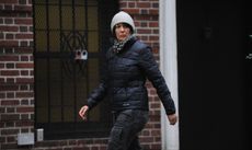 Ghislaine Maxwell, after walking out the side door of her East 65th Street townhouse in Manhattan on Sunday, January 4, 2015. 