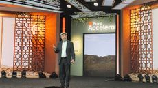 Everpure CEO Charlie Giancarlo pictured on stage during the opening keynote of Pure Accelerate 2026 at Resorts World Las Vegas.