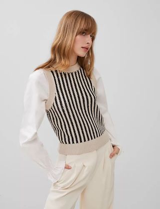 M&S French Connection Cotton Rich Stripe Vest