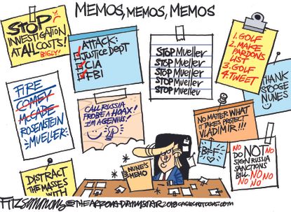 Political cartoon U.S. Trump Devin Nunes memo Russia investigation
