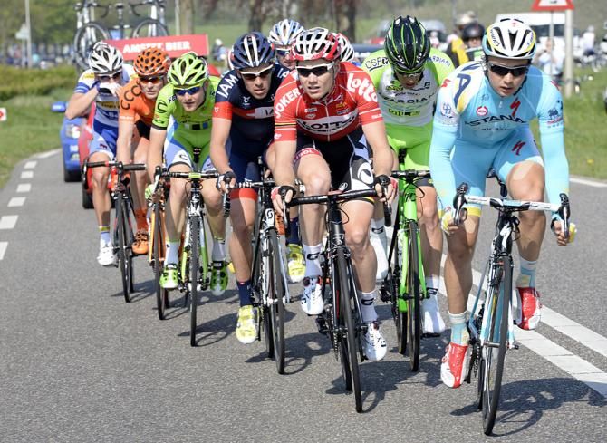 Alexey Lutsenko (Astana) leads the day's breakaway
