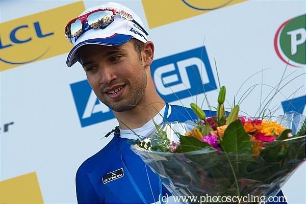 Nacer Bouhanni (FDJ) on the podium after taking the first stage in Paris-Nice