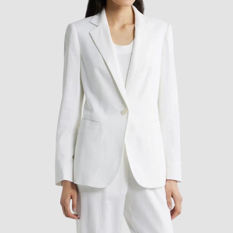 Anne Klein One-Button Linen Blend Blazer on model