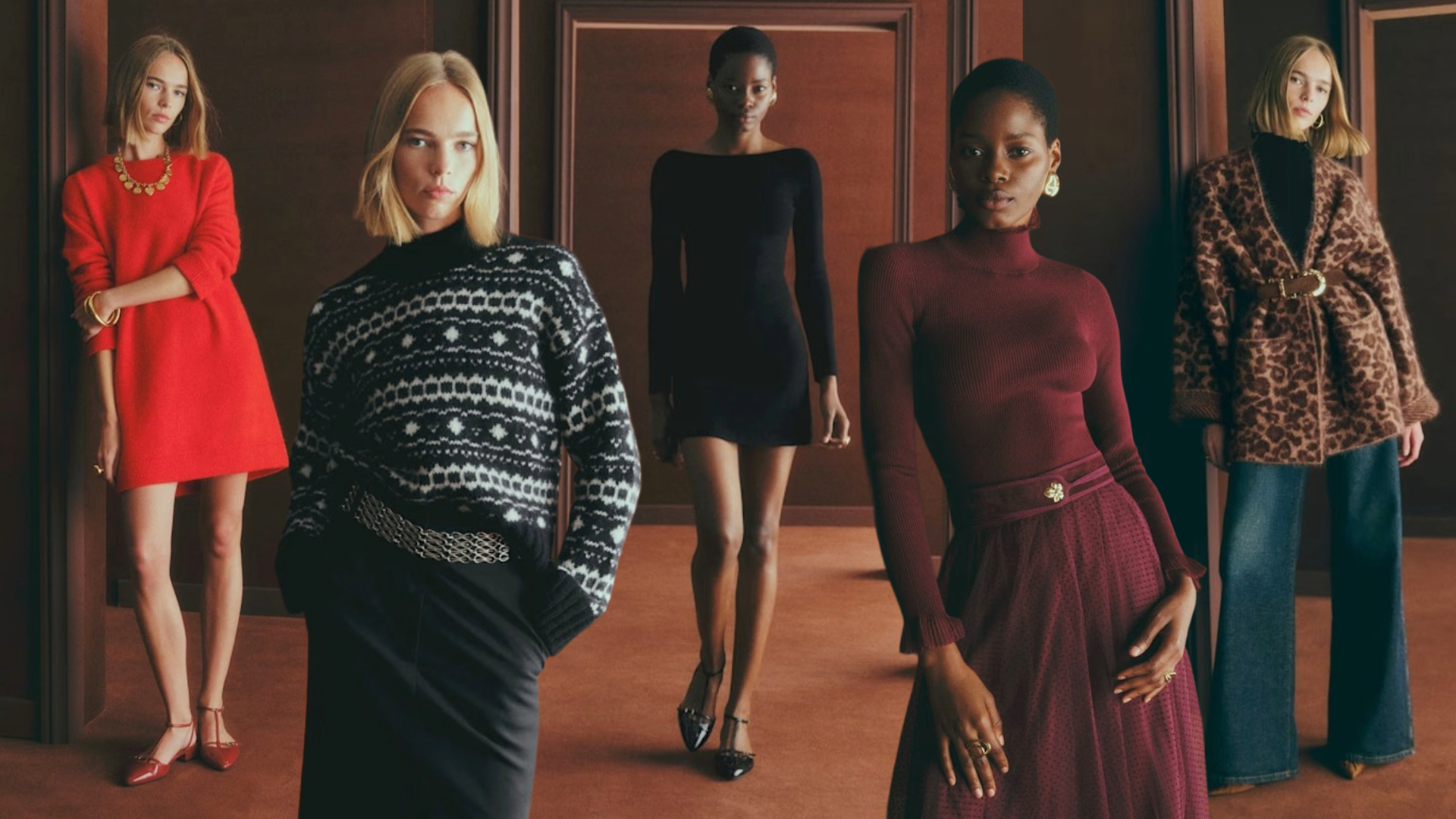 collage of models wearing Sézane winter 2025 collection