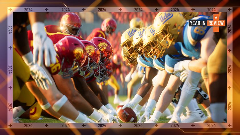 Two teams converge around the egg in EA Sports College Football 25