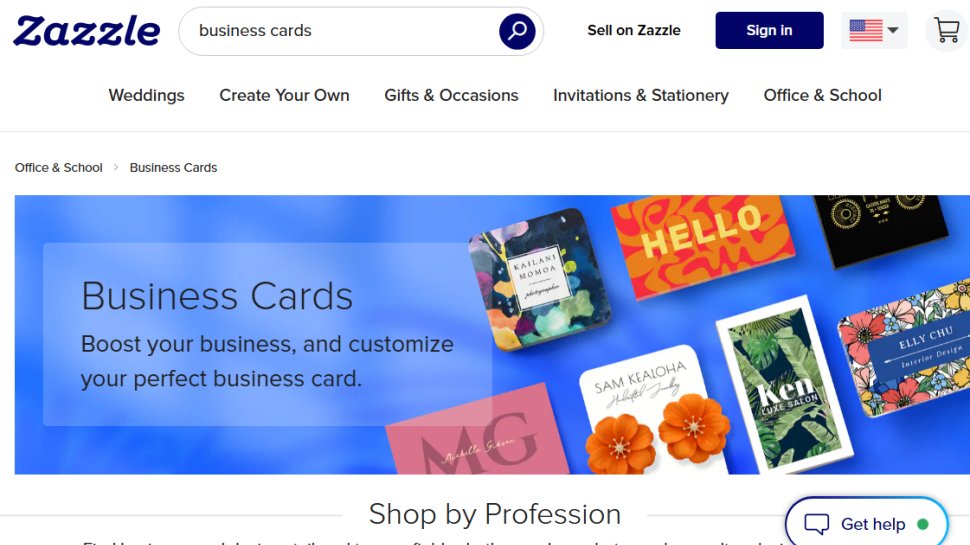 Website screenshot of Zazzle (July, 2025)