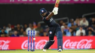 Team USA&#039;s Aaron Jones in the T20 World Cup 2024 match against Canada.