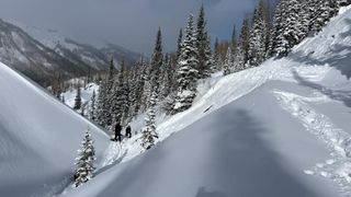 Photo by rescuer shows the scene of an avalanche triggered by snowshoers in Colorado