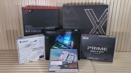 Motherboards on a desk 