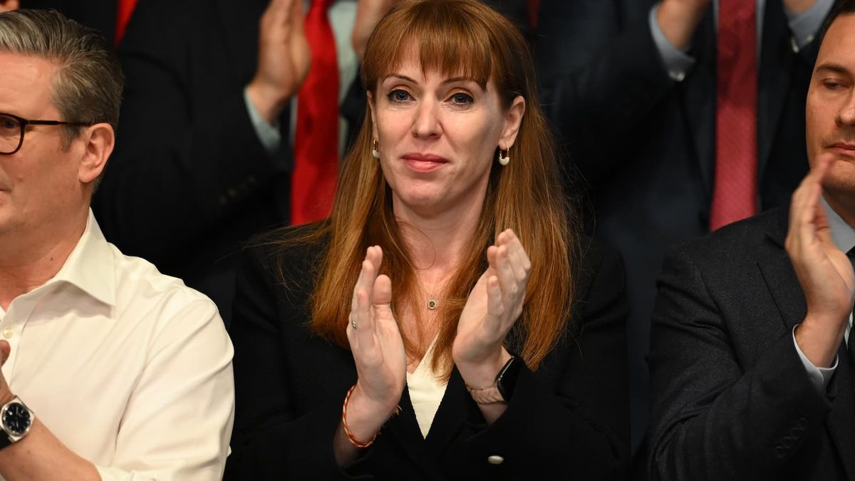 Angela Rayner applauding at a Labour Party conference