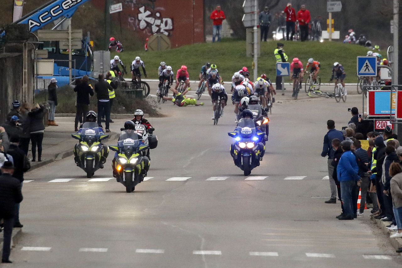 Etoile de Besseges 2021 51st Edition 2nd stage Saint Genies La Calmette 154 km 04022021 Scenery Crash photo Roberto BettiniBettiniPhoto2021