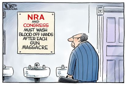 Political cartoon U.S. shootings NRA Congress gun control