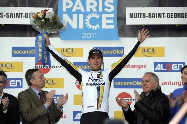 Matthew Goss (HTC-Highroad) celebrates his win on stage 3 of Paris-Nice