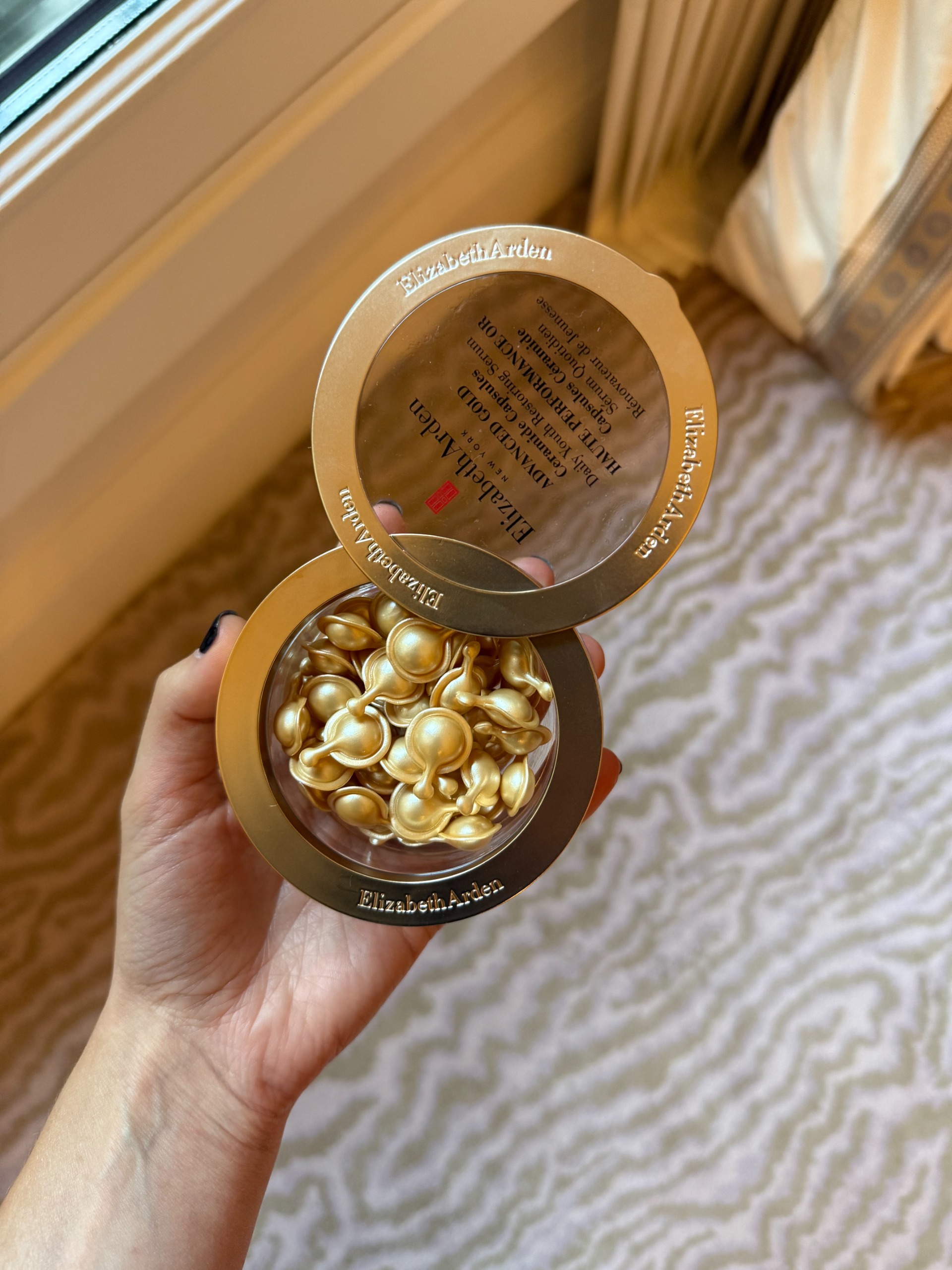 Photo of Jamie Chevron testing Elizabeth Arden's ceramide capsules