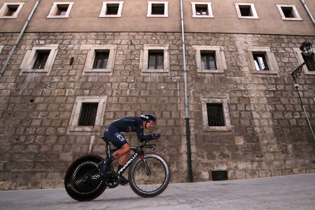 BURGOS SPAIN AUGUST 14 Richard Carapaz of Ecuador and Team INEOS Grenadiers competes during the 76th Tour of Spain 2021 Stage 1 a 71km individual time trial from Burgos Catedral de Santa Mara to Burgos lavuelta LaVuelta21 CapitalMundialdelCiclismo catedral2021 on August 14 2021 in Burgos Spain Photo by Gonzalo Arroyo MorenoGetty Images