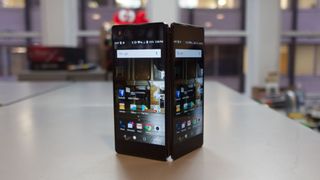 ZTE's Axon M launched in 2017, but it uses two screens to create a larger display rather than having a folding display