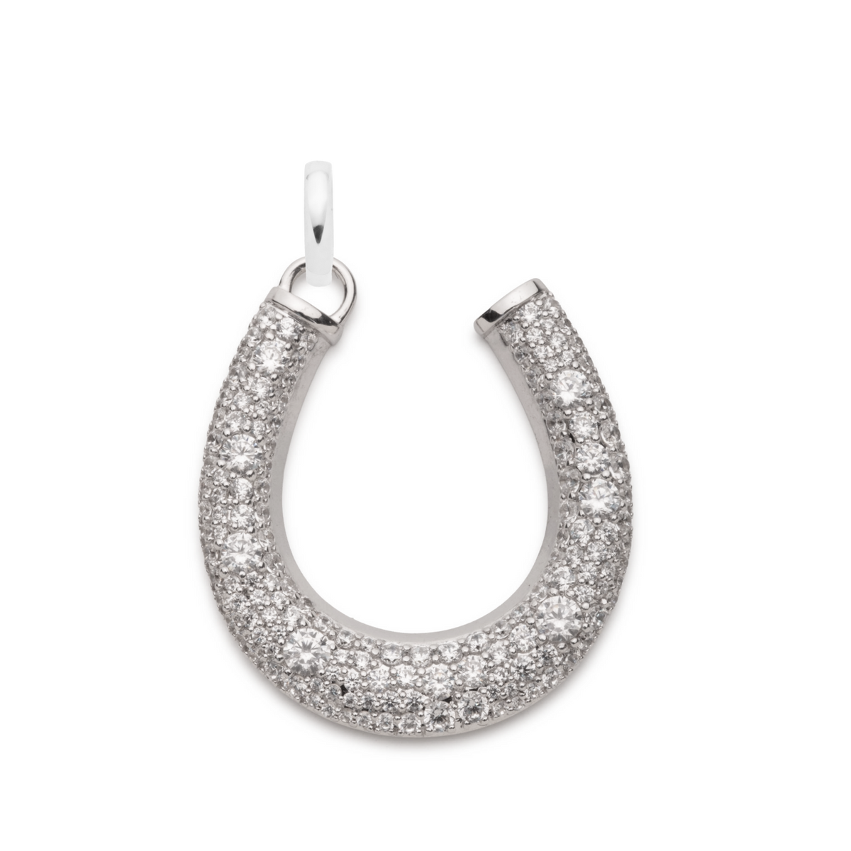 Snow Pav&amp;eacute; Diamond Horseshoe Pendant : in White Gold With an Annex Link