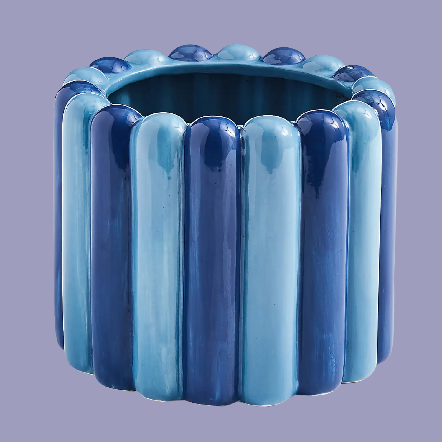 A ribbed planter in blue